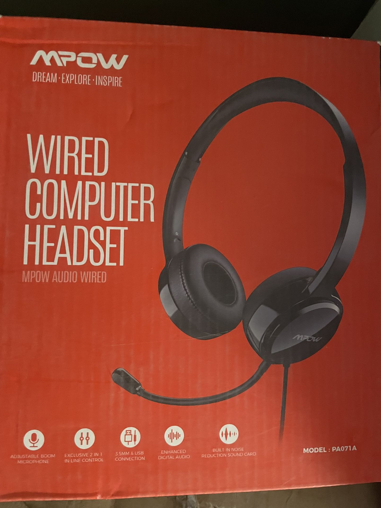 Mpow Single-Sided USB Headset with Microphone, Over-The-Head Computer Headphone for PC, 270 Degree Boom Mic for Right/Left Ear, Comfort-fit Call Cente