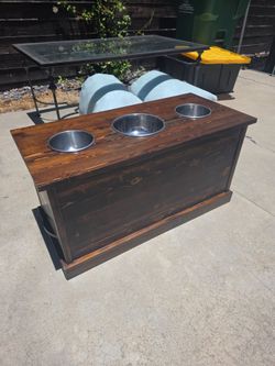 Wood Double Dog Feeder
