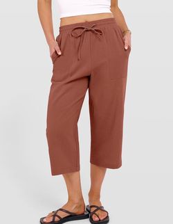 Women’s Drawstring Cropped Pants in Rust