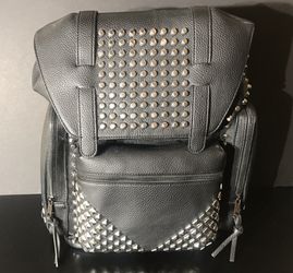 NWT - Zara Unisex Black Backpack With Silver Studs and Zips