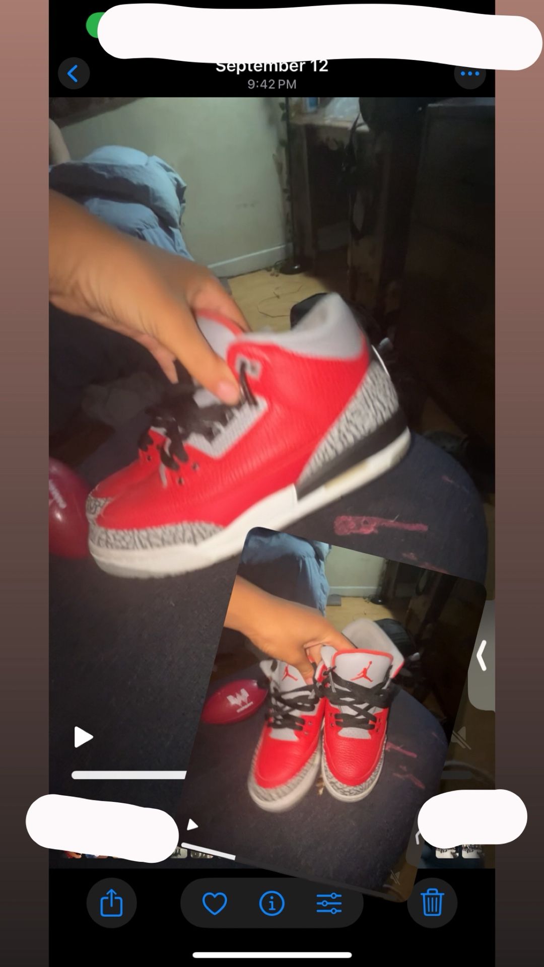 Jordan 3s Red Cement Size 7 In Women Or Men