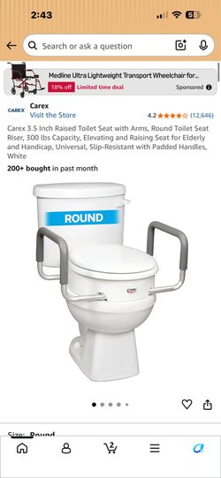 Brand New Carex raised Toilet seat with handles
