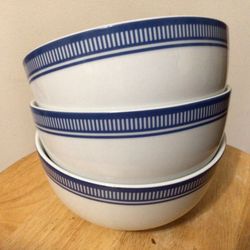 BOWLS  BY EMERIL BLUE BORDER DESIGN