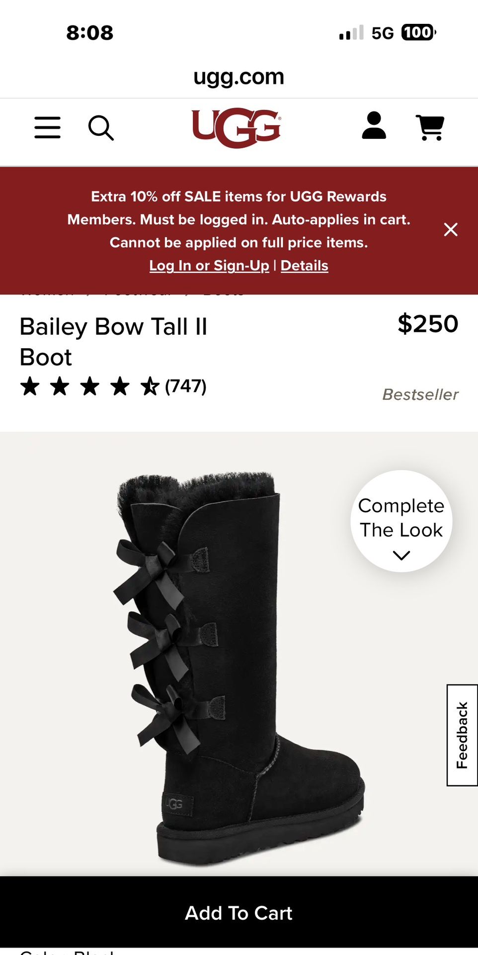 UGGS BAILEY BOW TALL  UGG BOOTS SIZE 7 