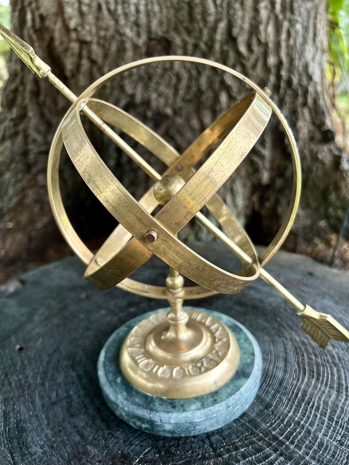 Vintage Brass Armillary Sphere With Arrow Astrolabe Globe