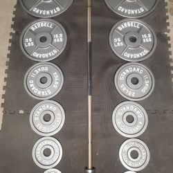 Complete Olympic Weight Set(45lb Bar 2x45lbs 2x35lbs 2x25lbs 2x10lbs 2x5lbs 2x2½)290lb with the Bar 