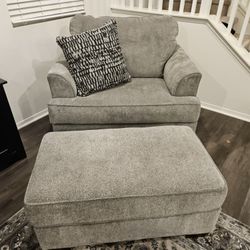 Large Gray Chair and Ottoman