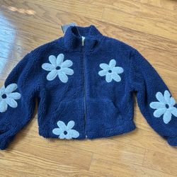 NWT girls Fleece Jacket with Floral Design size L