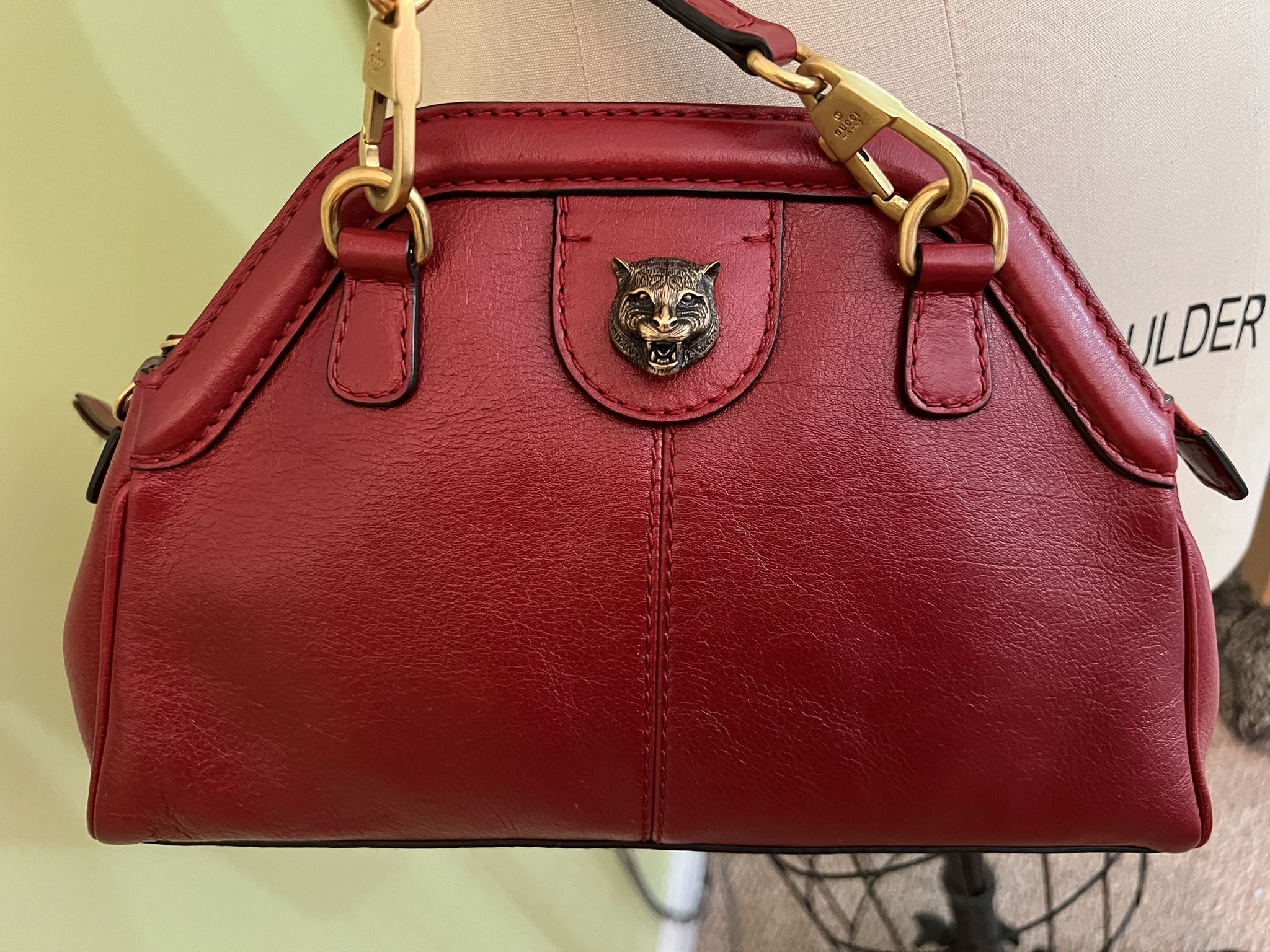 Gucci RE(BELLE) Shoulder Bag Leather Small RED Authentic