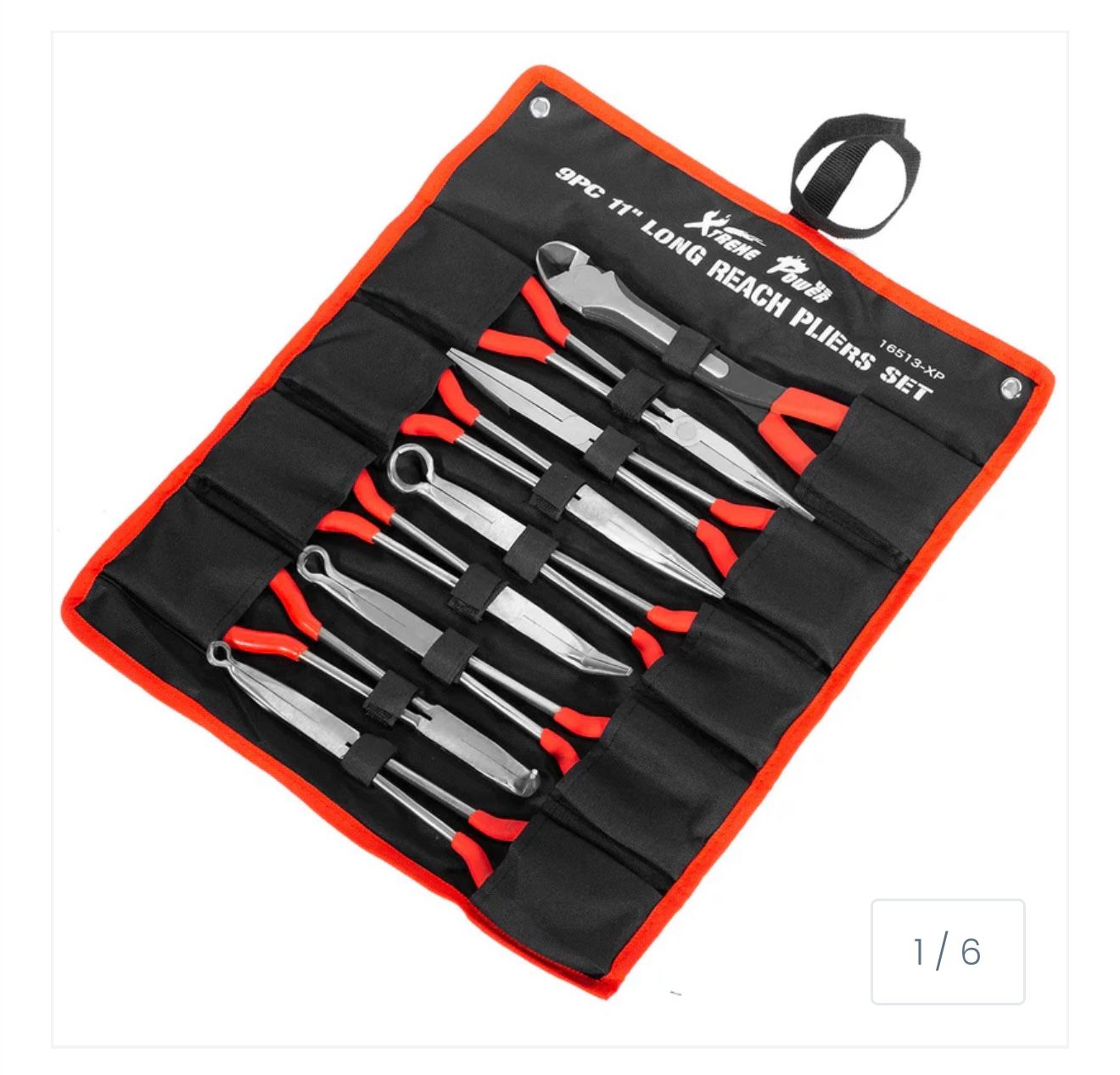 XtremepowerUS 9pc Long Reach Plier 11" Mechanics Electricians Craft W/ Pouch16513