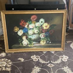 Still Life Vase & Flowers Oil Painting Carder