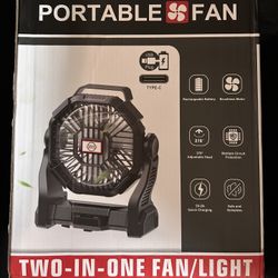 Brand New Portable Fan & LED Light (Pink) – Rechargeable – 10” Size