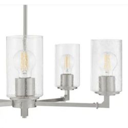 Chandelier 5 Lights, Clear Seeded Glass, Brushed Nickel