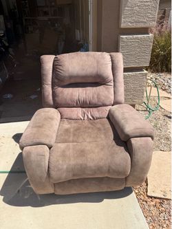 Oversized brown microfiber recliner