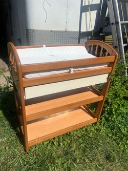 Wooden Baby Changing Table with Drawer and Shelves