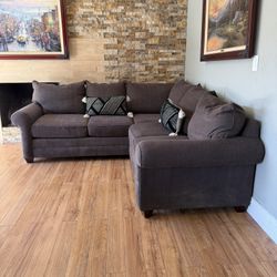 FREE DELIVERY- 2-Piece Brown Sectional Sofa