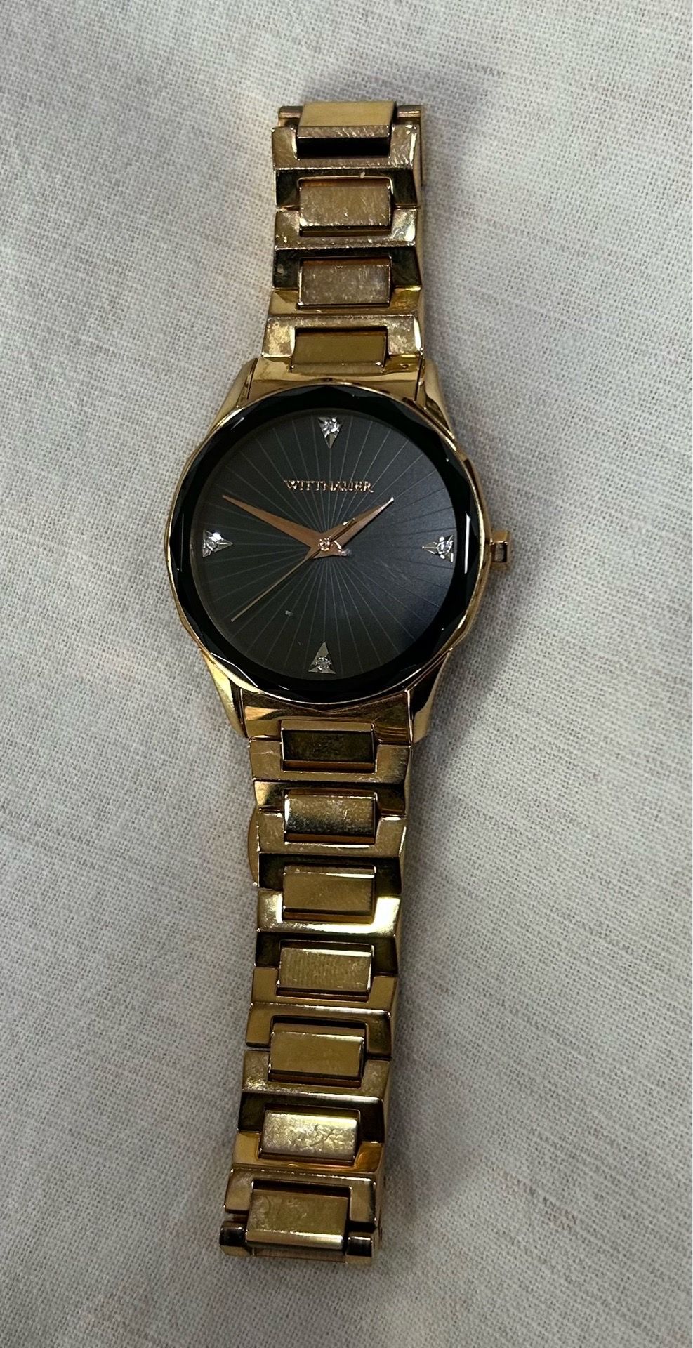 Women’s Wittnauer Gold Tone Watch – Black Face – Elegant Dress Watch