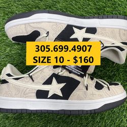 [$100] OFF WHITE BAPE DUNK LACES BEIGE WHITE BLACK NEW SNEAKERS SHOES SIZE 9.5 10 43 44 A5