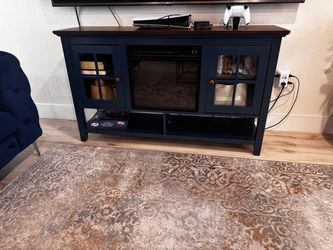 Navy Blue Electric Fireplace TV Stand