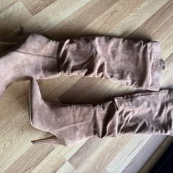 Tan Suede Thigh, High Boots