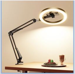 Upgrade Ring Light Overhead Camera Phone Mount for Desk, Evershop 10” Selfie Light