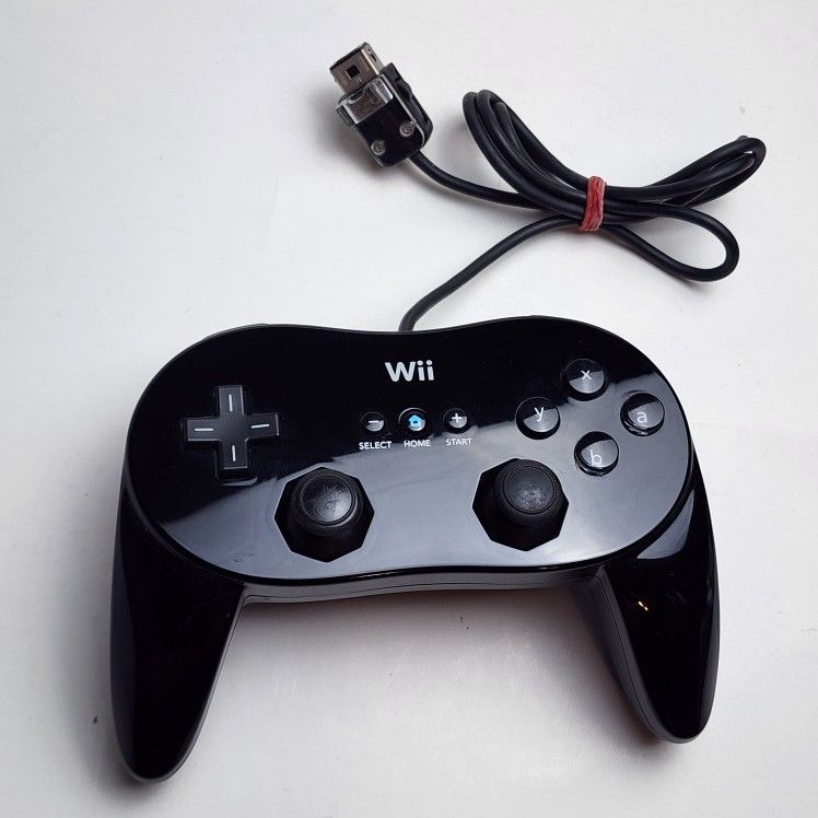 Nintendo Wii Pro Controller Classic Black RVL-005 OEM Official - Tested - Used