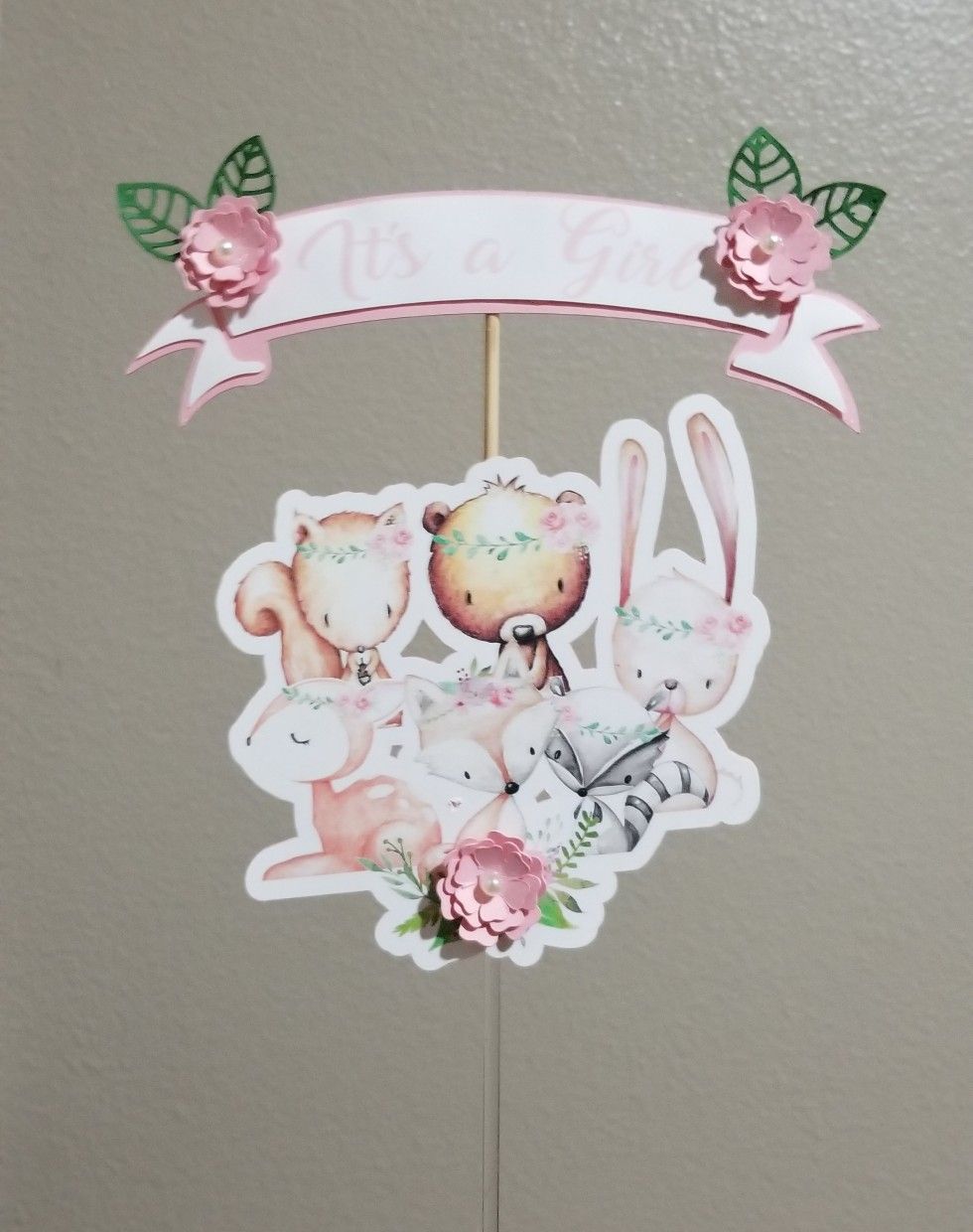 Woodland babyshower cake topper. Its a Girl