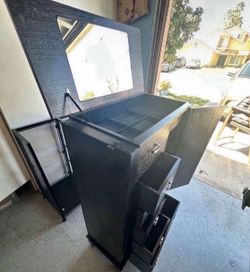 $30 Firm !! Black Wood Freestanding 45” by 26” by 13”5 in. Jewelry Armoire