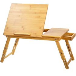 New in box Bed Desk - Multifunctional Lap Desk Breakfast Bed Table Serving Tray Laptop Desk for Sofa with Foldable Legs Natural Color 100% Solid Bambo