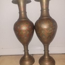Brass Indian Flower Vase  Big 24  And Small 13