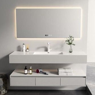 🚨 Modern Floating Vanity 40"/48"/60" w/ Engineered Marble Sinks & 3-Drawer Storage w/ LED Mirror🚨