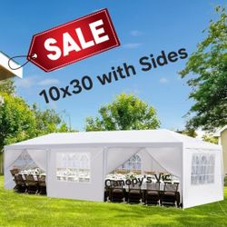10x30 Wedding Party Tent Outdoor Canopy Tent with 8 Sides White For Birthday Party.