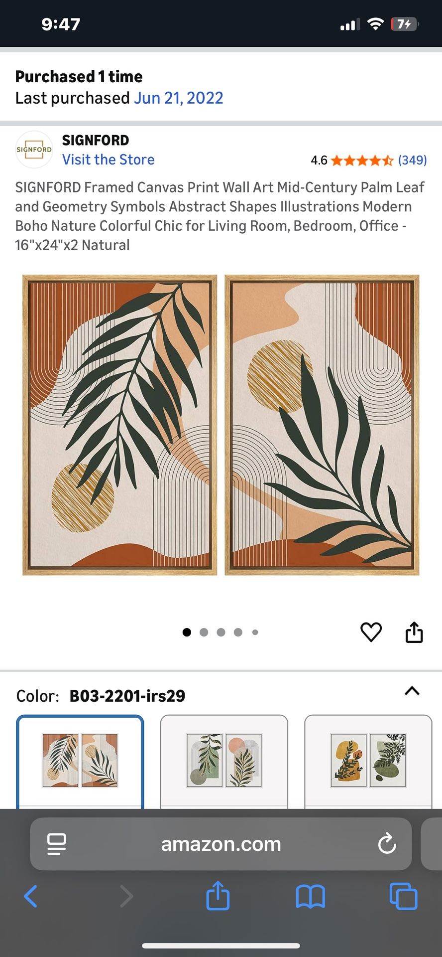 Wall Art/ Framed Wall Art/ Mid Century Modern