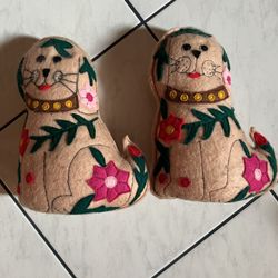 SET of 2 Handmade Weighted Doggie Doorstops 