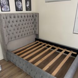 Queen Grey Tufted Bed Frame