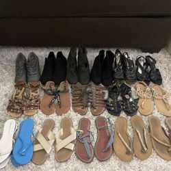 Bundle 18 Pairs Sz 6 Sandals Boots Heels Flip Flops Wedges Women’s Shoes