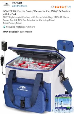 18QT Lightweight Coolers with Detachable Bag, 110V AC Home Power Cord & 12V Car Adapter for Camping,