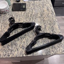 Lot of 30 Black Plastic Clothes Hangers – Adult Size