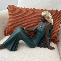 Vintage Brass Pottery Women Sculpture Statue Unique Collectible Figurine Mid Century Modern Art 