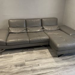 Grey Leather Sectional Sofa