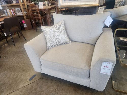 Plush, oversized, super comfy modern Chair-and-a-half in soft Chenille fabric