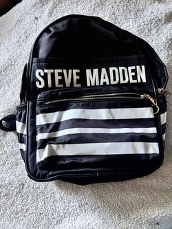Steve Madden Black Striped Backpack