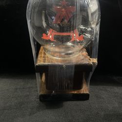 Budweiser Candy/Peanut/Gumball Dispenser Glass Globe /Wood Base Bud Beer Display