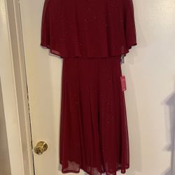 Womens Beautiful Burgundy Cocktail Or Party Dress By Gabby Skye, Size 4, New With Tags