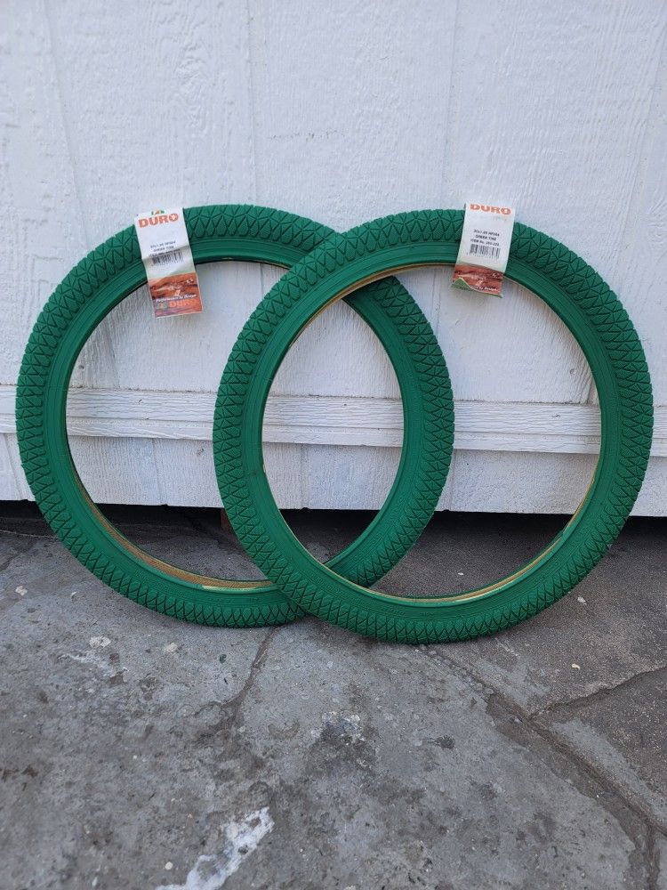 NEW Bicycle Bmx Tires 20" Solid Green