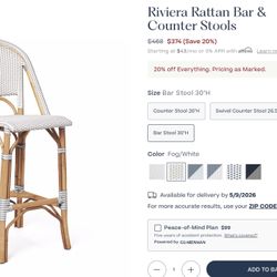 Serena & Lily Riviera Rattan Bar Stools 