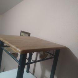 Small Wood Table  W/ Metal Legs 
