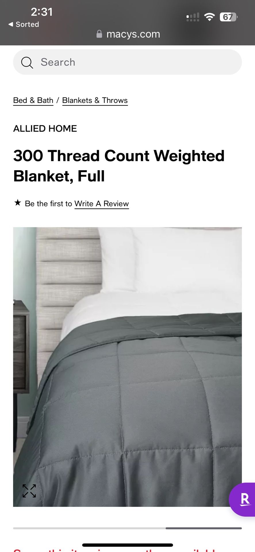 Weighted Blanket 18lbs - Like New 