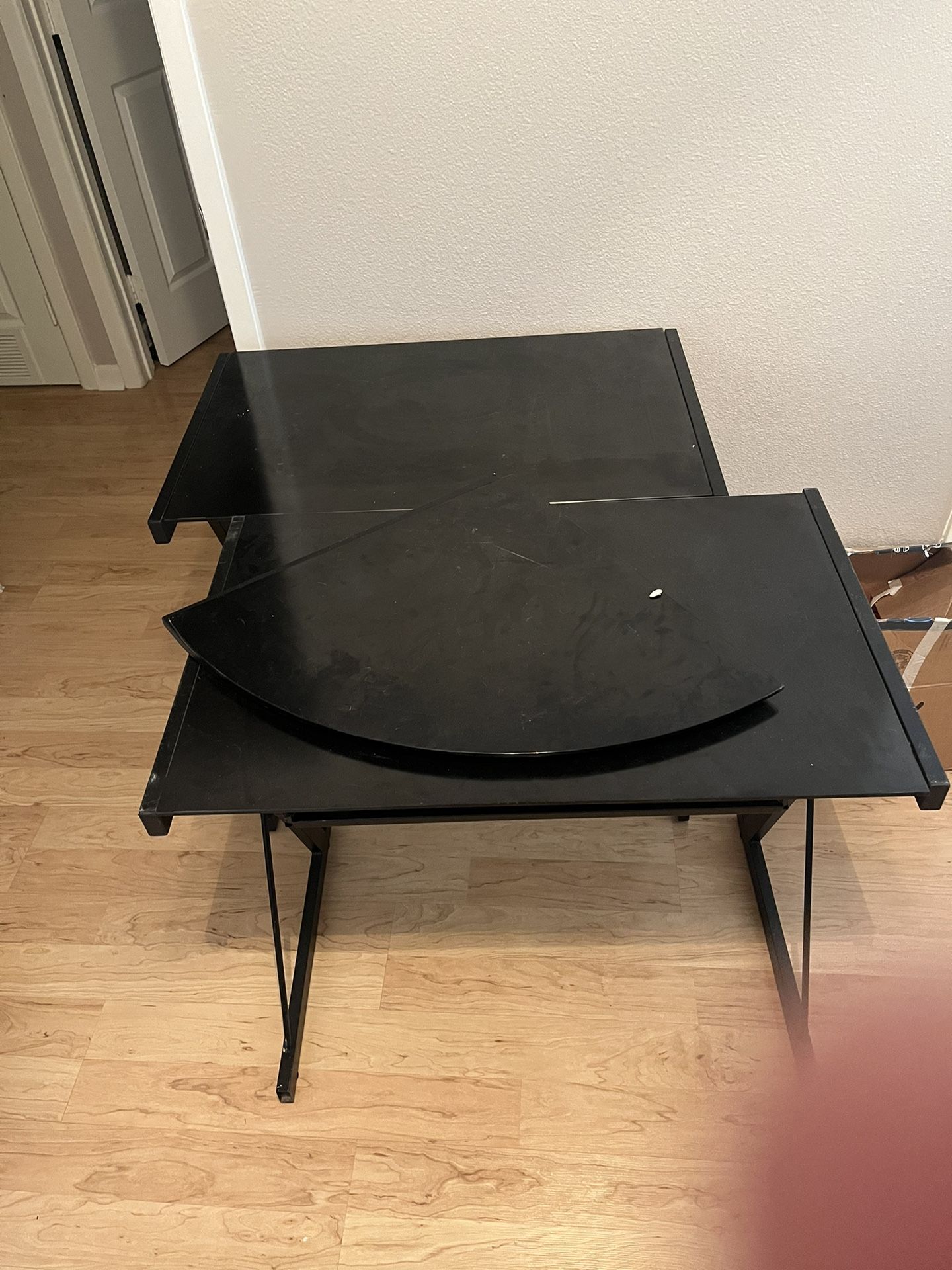 L Shaped Glass And Metal Desk