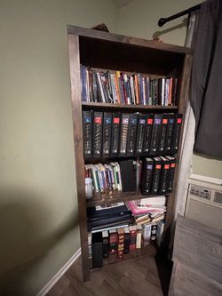 Dark Brown Wood Bookshelf 4-Shelf
